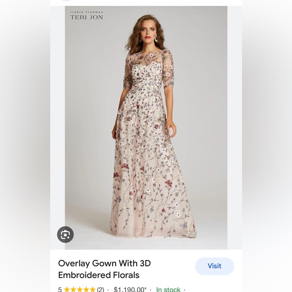 Size 2 fully lined petite floral Terijon blush gown. Worn once